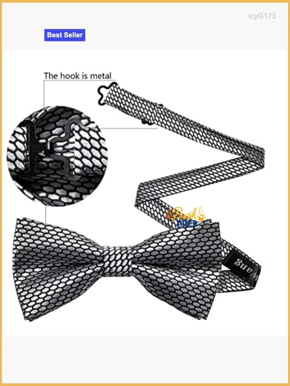 Men's Pre-Tied Bow Tie Set with Pocket Square and Cufflinks for Wedding